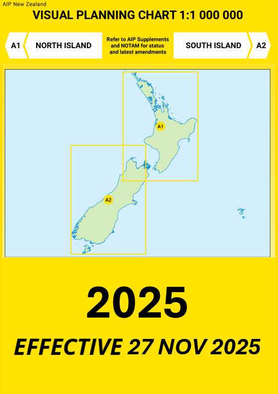 A1/A2 Visual Planning Chart - North Island/South Island (1:1,000,000) - 27 November 2025