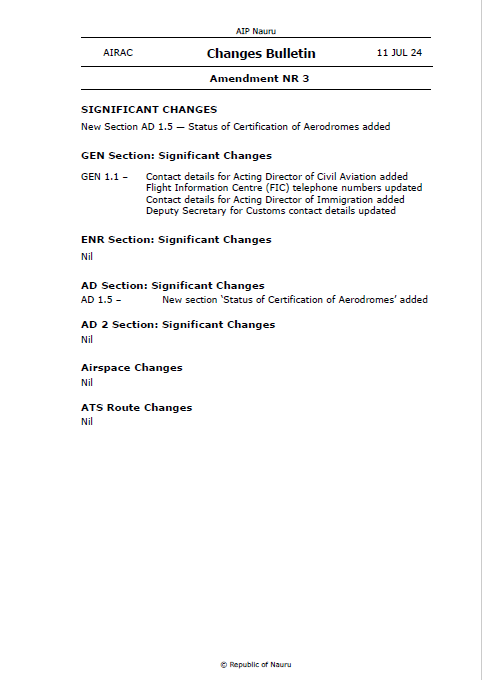 AIP Nauru Amendment NR 3 - Digital Version only - Effective 11 July 2024