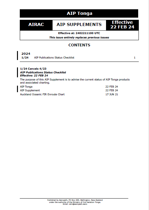 AIP Tonga Supplement - Digital Version only - Effective 22 February 2024