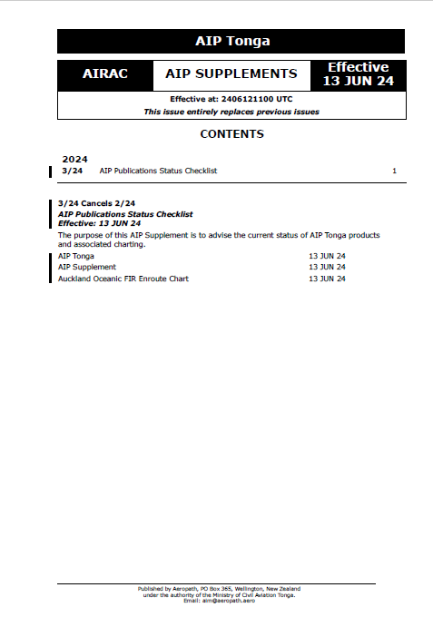 AIP Tonga Supplement - Digital Version only - Effective 13 June 2024