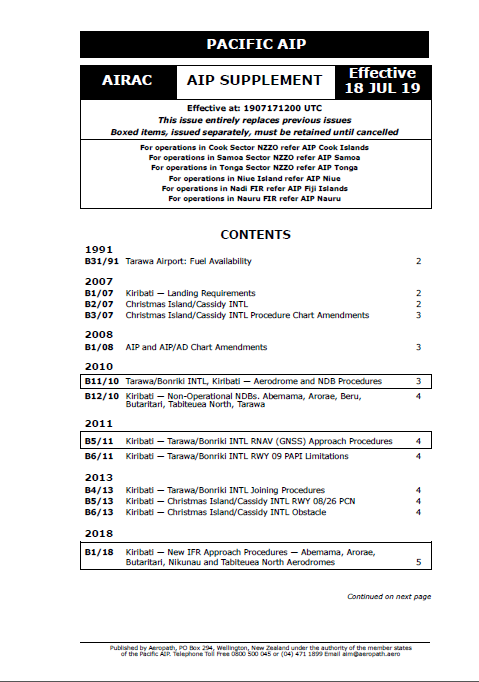 PACIFIC AIP Supplement - Digital Version only - Effective 18 July 2019