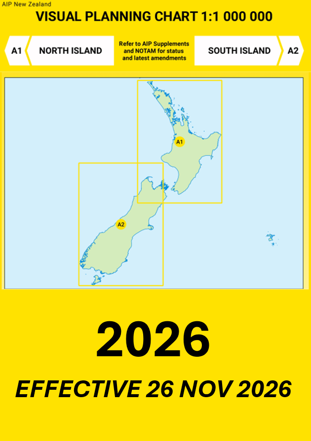 A1/A2 Visual Planning Chart - North Island/South Island (1:1,000,000) - 26 November 2026