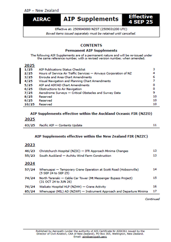 AIPNZ Supplement 25/9 - Effective Date 4 September 2025