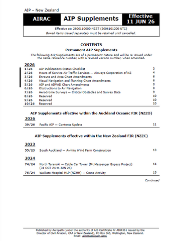 AIPNZ Supplement 26/6 - Effective Date 11 June 2026