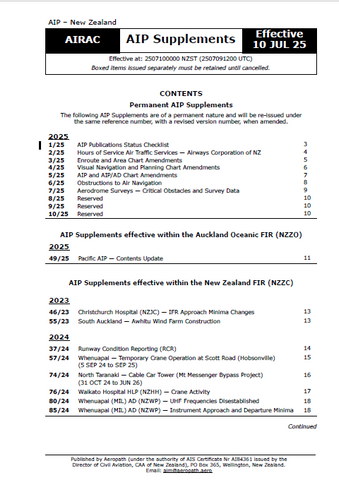 AIPNZ Supplement 25/7 - Effective Date 10 July 2025
