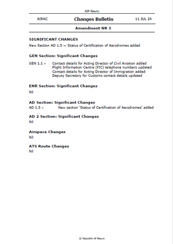 AIP Nauru Amendment NR 3 - Digital Version only - Effective 11 July 2024