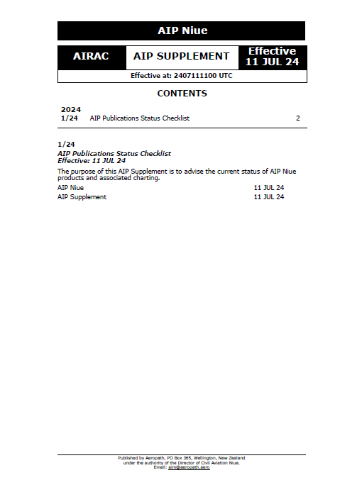 AIP Niue Supplement - Digital Version only - Effective 11 July 2024