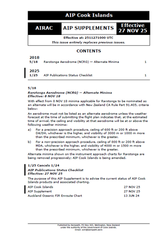 AIP Cook Islands Supplement - Digital Version only - Effective 27 November 2025