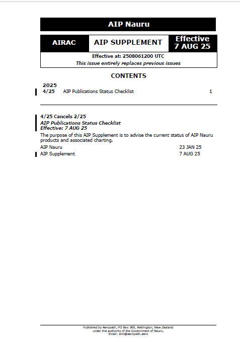 AIP Nauru Supplement - Digital Version only - Effective 7 August 2025