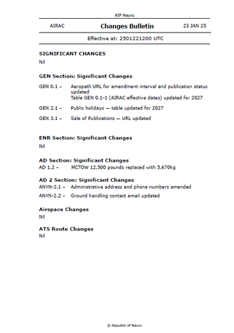 AIP Nauru Amendment NR 6 - Digital Version only - Effective 23 January 2025