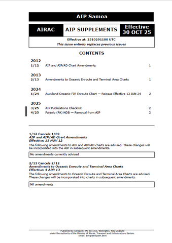AIP Samoa Supplement - Digital Version only - Effective 30 October 2025