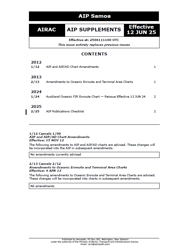 AIP Samoa Supplement - Digital Version only - Effective 12 June 2025