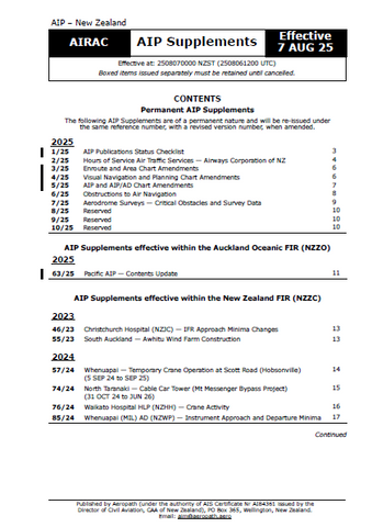AIPNZ Supplement 25/8 - Effective Date 7 August 2025
