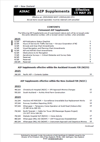 AIPNZ Supplement 25/5 - Effective Date 15 May 2025