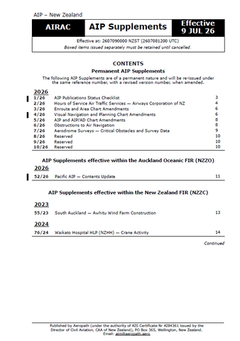 AIPNZ Supplement 26/7 - Effective Date 9 July 2026