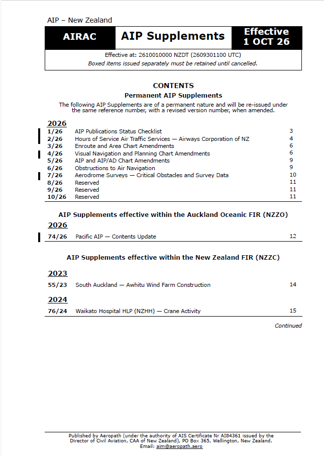AIPNZ Supplement 26/10 - Effective Date 1 October 2026