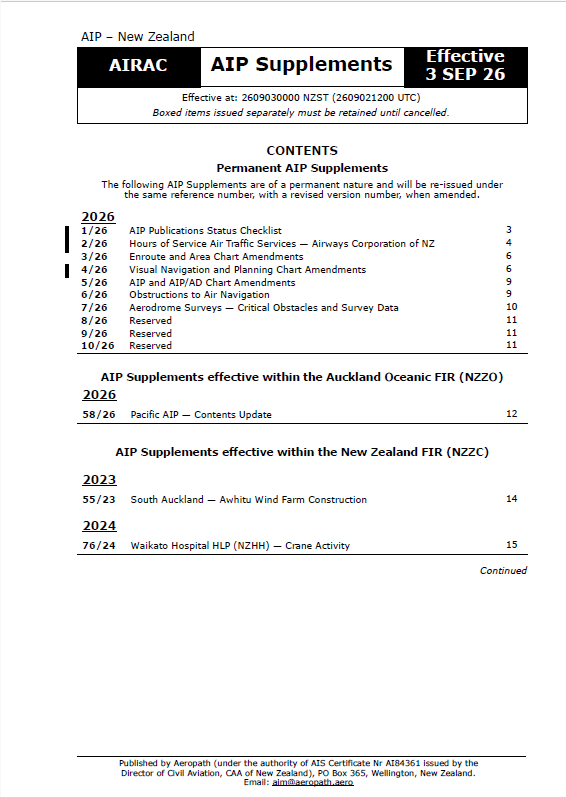 AIPNZ Supplement 26/9 - Effective Date 3 September 2026