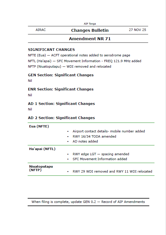 AIP Tonga Amendment NR 71 - Digital Version only - Effective 27 November 2025