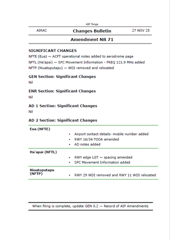 AIP Tonga Amendment NR 71 - Digital Version only - Effective 27 November 2025