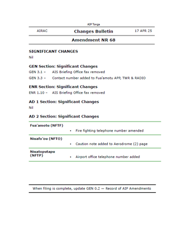 AIP Tonga Amendment NR 68 - Digital Version only - Effective 17 April 2025