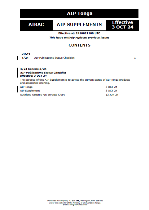 AIP Tonga Supplement - Digital Version only - Effective 3 October 2024