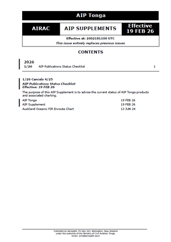 AIP Tonga Supplement - Digital Version only - Effective 19 February 2026
