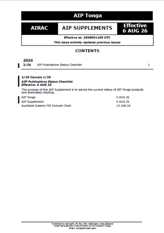 AIP Tonga Supplement - Digital Version only - Effective 6 August 2026