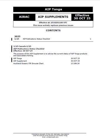AIP Tonga Supplement - Digital Version only - Effective 30 October 2025