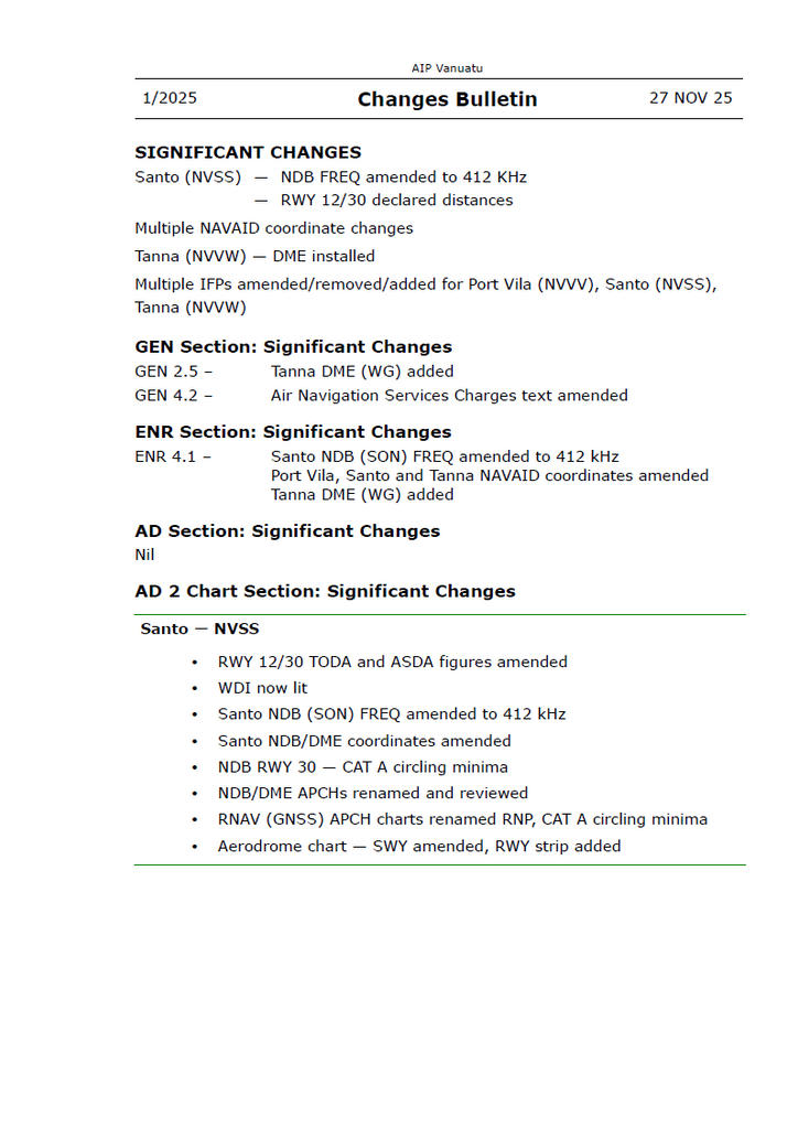 AIP Vanuatu Amendment - Digital Version Only - Effective 27 November 2025