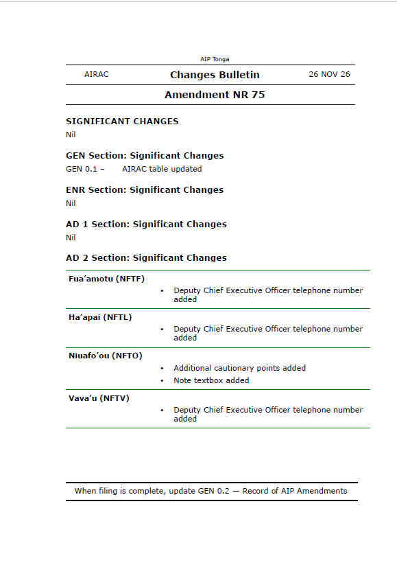 AIP Tonga Amendment NR 75 - Digital Version only - Effective 26 November 2026