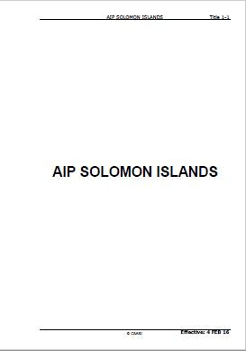 AIP Solomon Islands - Digital Version only - Effective 23 May 2019