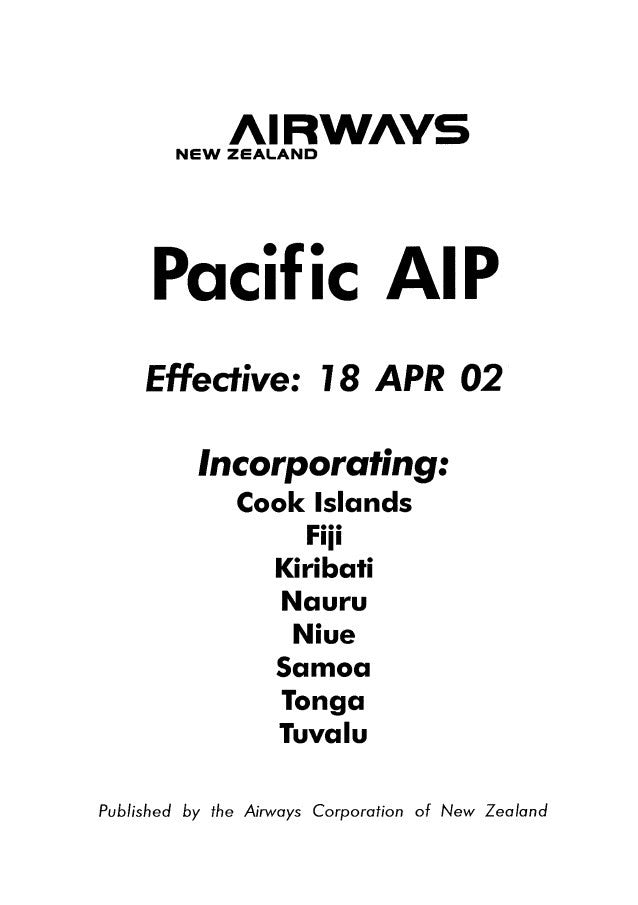 The Pacific AIP - Digital Version only - Effective 18 April 2002